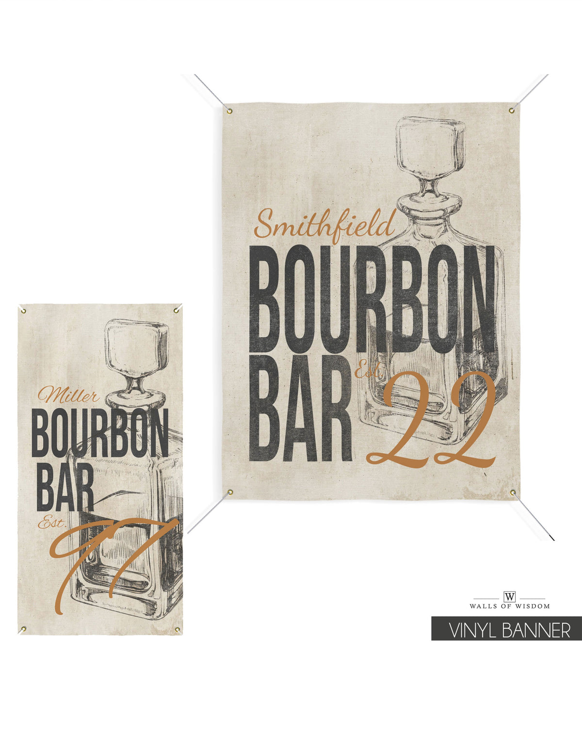 Bourbon Bar Backyard Bar & Grill Custom Vinyl Sign - Indoor/Outdoor Patio Lounge Weatherproof Decor