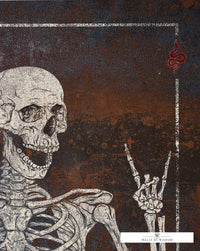 Rock and Roll Skeleton Poster Print  - Moody Black Skull Sign - Spooky Chic Halloween Wall Art