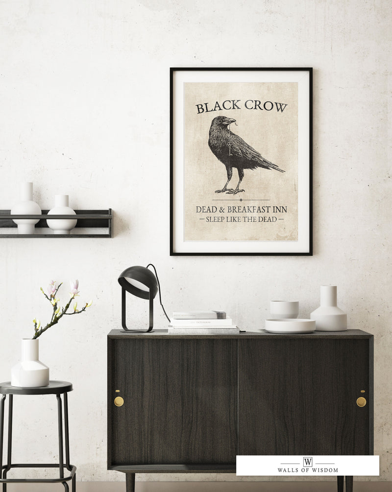Black Crow Dark Halloween Poster Print - Neutral Halloween Decor