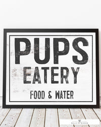 Pups Eatery Dog Room Poster Print - Fur Baby Dog Lover Wall Art