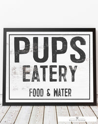 Pups Eatery Dog Room Poster Print - Fur Baby Dog Lover Wall Art