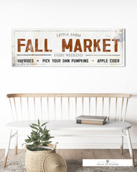 Fall Market Vintage Farmhouse Fall Canvas Wall Art -  Rustic Country Holiday Sign