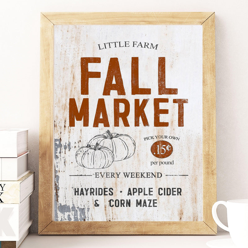 Fall Season Aesthetic Farmhouse Market Poster Print - Warm Cozy Fall Decor Wall Art