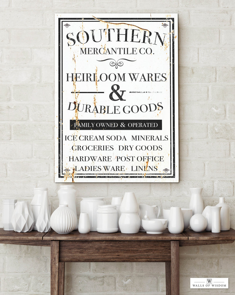 Southern Mercantile Co. Canvas Sign -  Vintage Signs for Kitchen