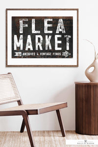 Vintage Flea Market and Antique Sign Poster - Distressed Antiques Print Wall Art