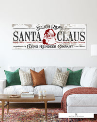 Modern Farmhouse Christmas Santa Sign - Sleigh Rides Reindeer Wall Art