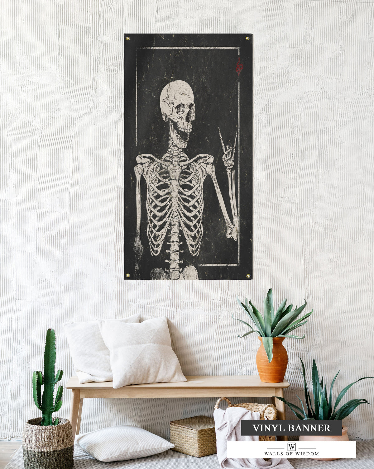 Spooky Skeleton Halloween Outdoor Porch Sign - Patio Decor Vinyl Sign