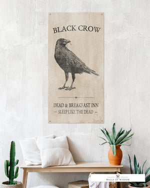 Spooky Halloween Banner - Vinyl Sign with Black Crow Inn Design