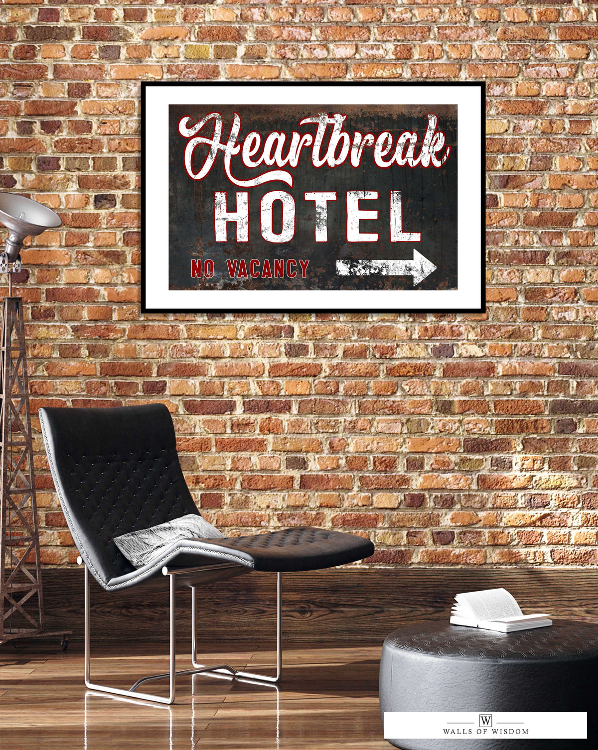 Heartbreak Hotel Sign Vintage Bar Decor Poster Print