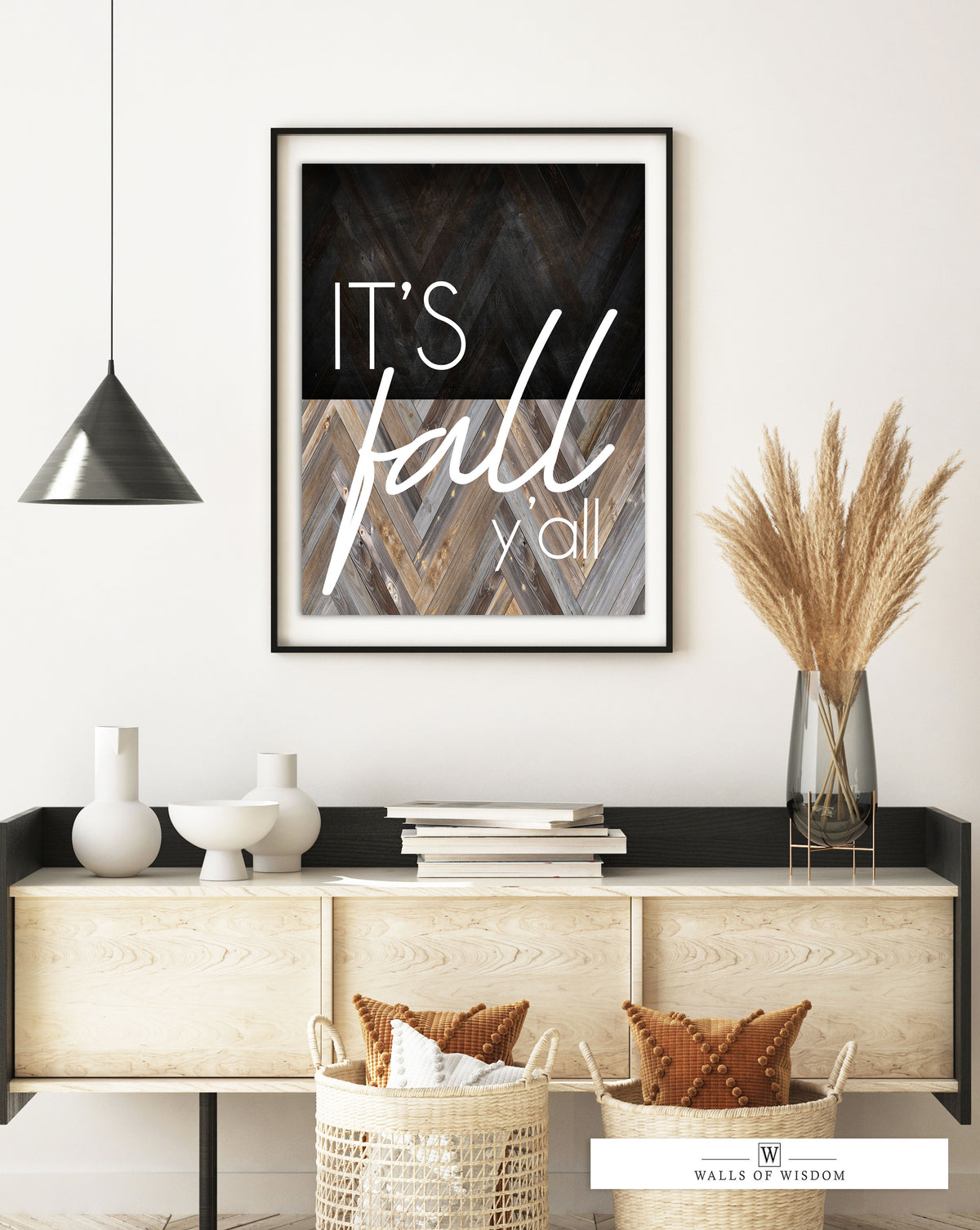 It's Fall Y'all Farmhouse Wall Decor - Vintage Fall Sign Poster Print