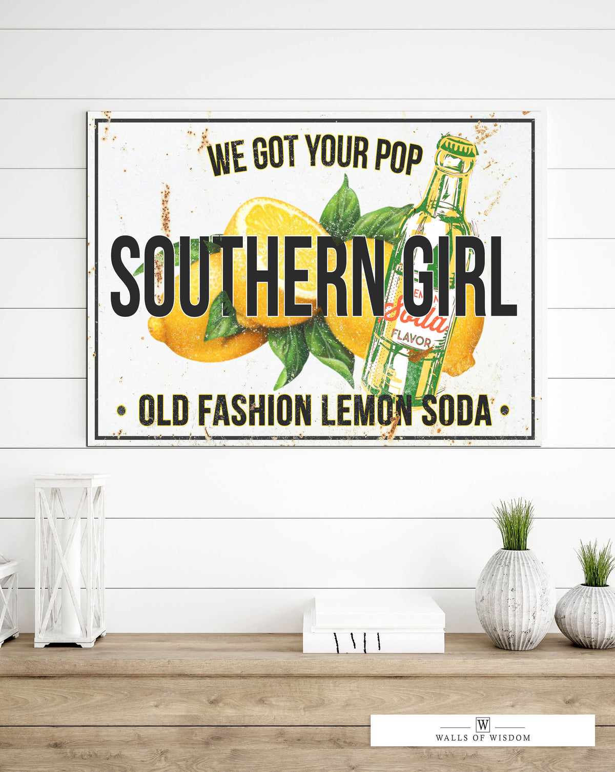 Lemon Soda Wall Art  - Farmhouse Kitchen Sign Canvas Print