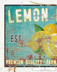 Vintage  " Lemon Farm " Sign Canvas Wall Art  - Bright and Cheery Summer Kitchen Signs