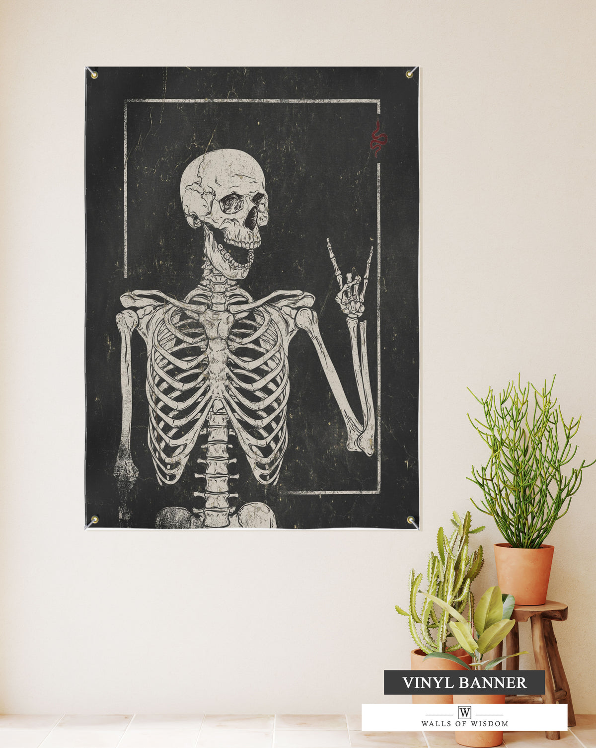 Spooky Skeleton Halloween Outdoor Porch Sign - Patio Decor Vinyl Sign