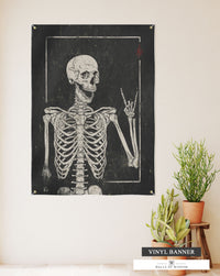 Spooky Skeleton Halloween Outdoor Porch Sign - Patio Decor Vinyl Sign