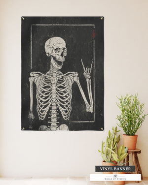 Spooky Skeleton Halloween Outdoor Porch Sign - Patio Decor Vinyl Sign