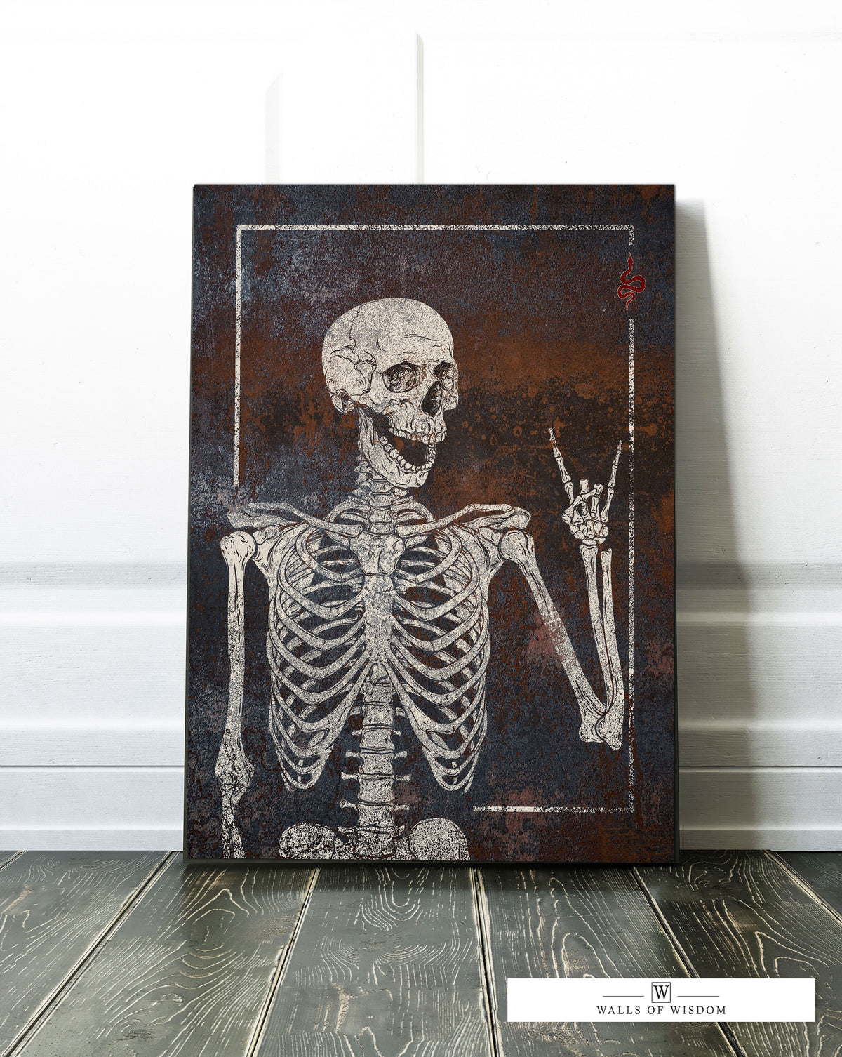 Halloween Rock-On Skeleton Canvas Wall Art: Vintage-Inspired Spooky Chic Decor
