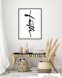 Faith Typography Poster Wall Art  - Christian Motivational Print Art