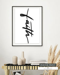 Faith Typography Poster Wall Art  - Christian Motivational Print Art