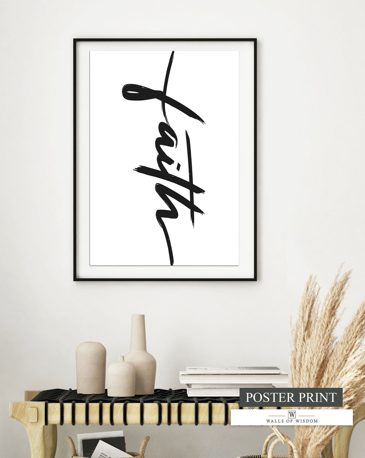 Faith Typography Poster Wall Art  - Christian Motivational Print Art