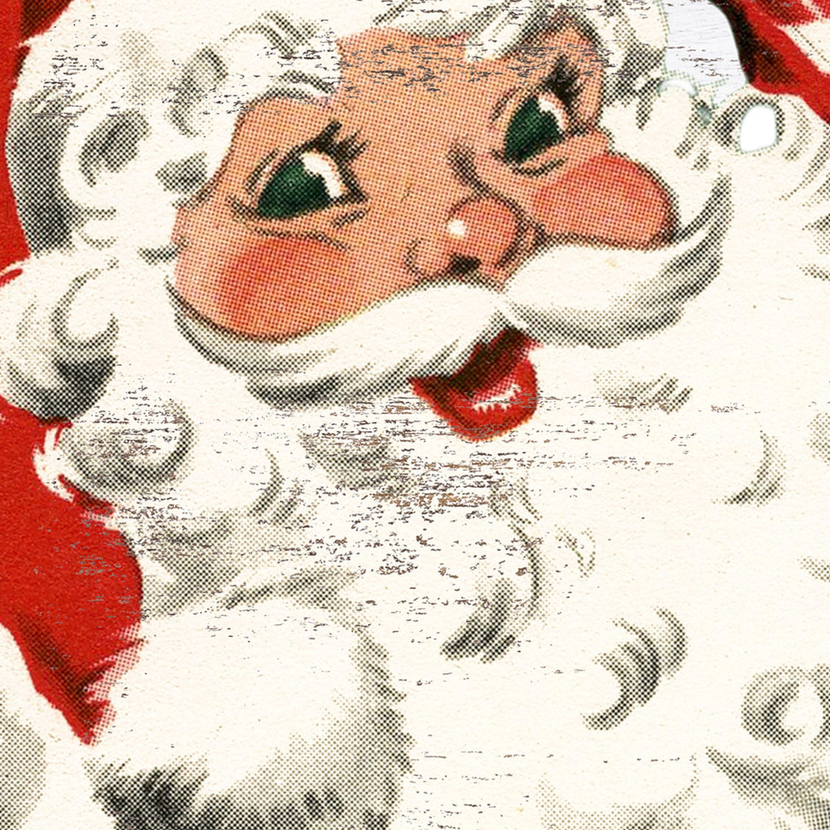 1950s-style Christmas Santa poster for boho, country, and traditional home decor
