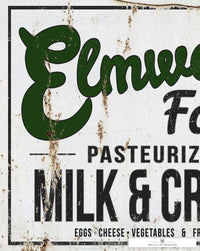 Elmwood Farms Milk & Cream Farmhouse Vintage Sign  - Rustic Farm Canvas Wall Art