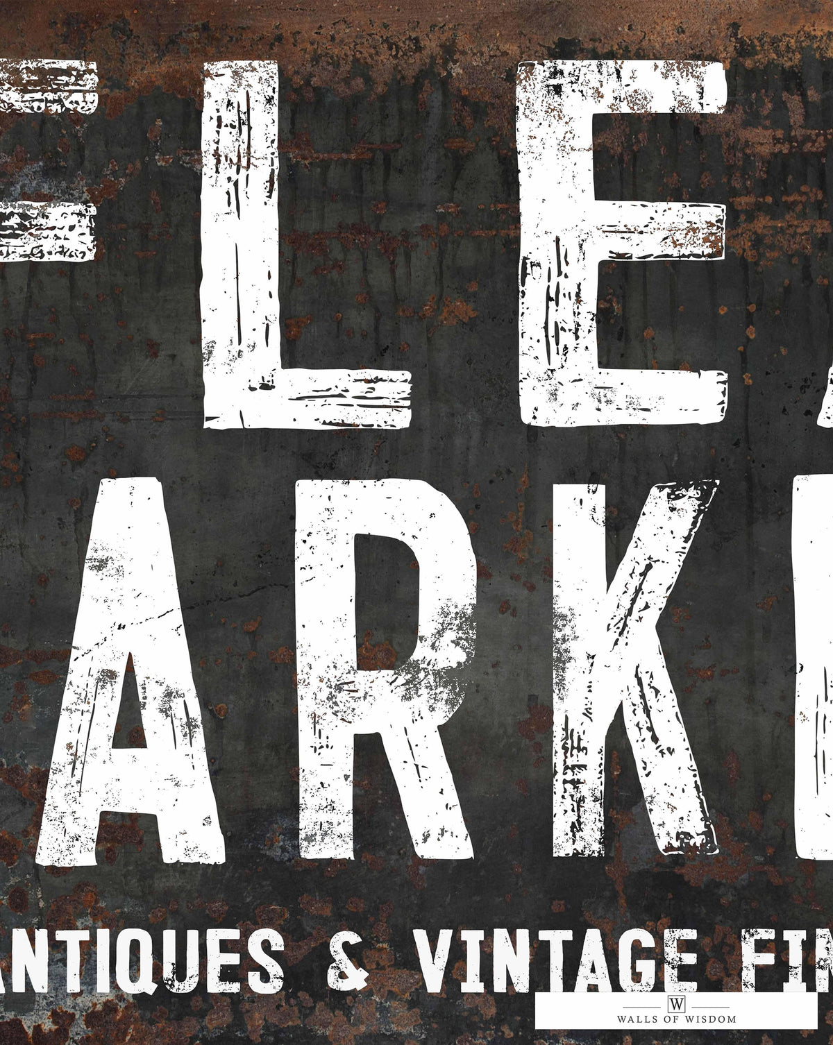 Vintage Flea Market and Antique Sign Poster - Distressed Antiques Print Wall Art