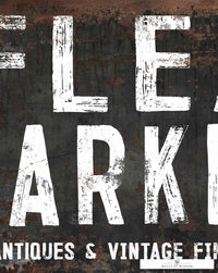 Vintage Flea Market and Antique Sign Poster - Distressed Antiques Print Wall Art