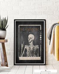 Personalized Haunted Halloween Skeleton Poster Print - Customizable Gothic Family Sign