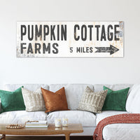 Pumpkin Cottage Farms Wall Art - Vintage White Metal-Style Canvas
