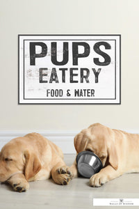 Pups Eatery Dog Room Poster Print - Fur Baby Dog Lover Wall Art