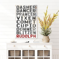 Reindeer Names Farmhouse Christmas Canvas Wall Art