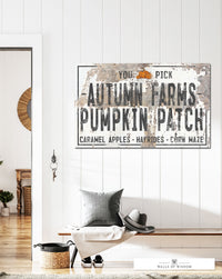 Autumn Farms Pumpkin Patch Fall Farmhouse Wall Art - Vintage Pumpkin Sign Canvas Art