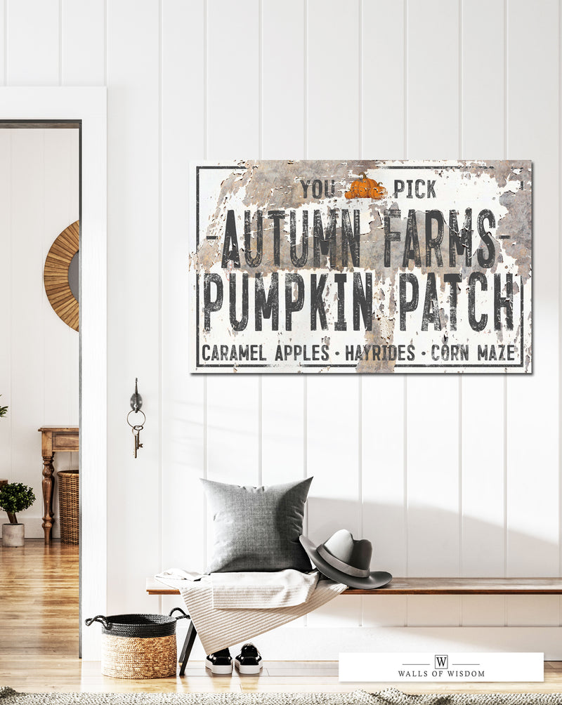Vintage Fall Wall Decor: Autumn Farms Pumpkin Patch Canvas Art