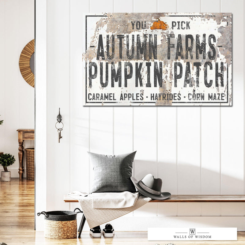 Vintage Fall Wall Decor: Autumn Farms Pumpkin Patch Canvas Art