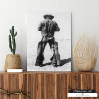 Classic Texas cowboy canvas print with historical charm.