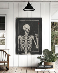 Spooky Skeleton Halloween Outdoor Porch Sign - Patio Decor Vinyl Sign