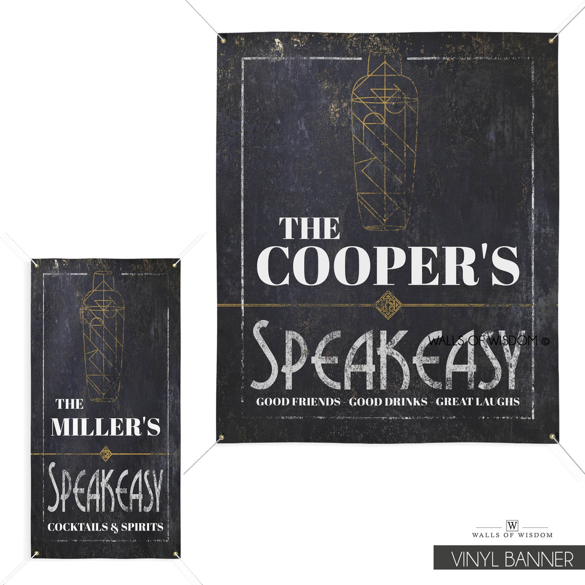 Art Deco Personalized Speakeasy Outdoor Decor Vinyl Sign - Pool and Patio Backyard Decor Cocktail Lounge Wall Art