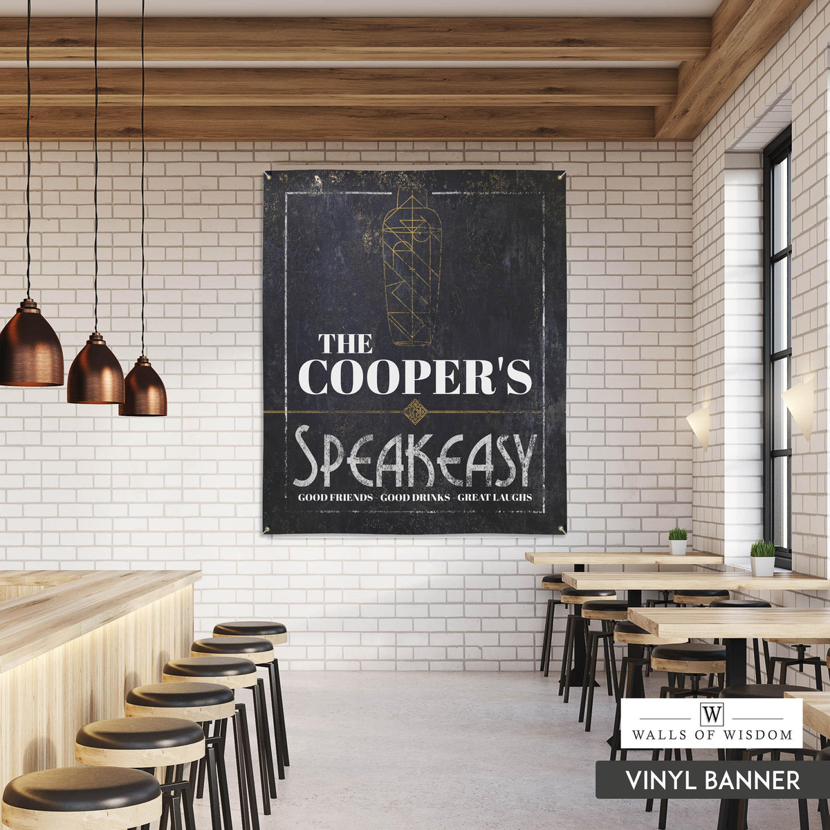 Art Deco Personalized Speakeasy Outdoor Decor Vinyl Sign - Pool and Patio Backyard Decor Cocktail Lounge Wall Art