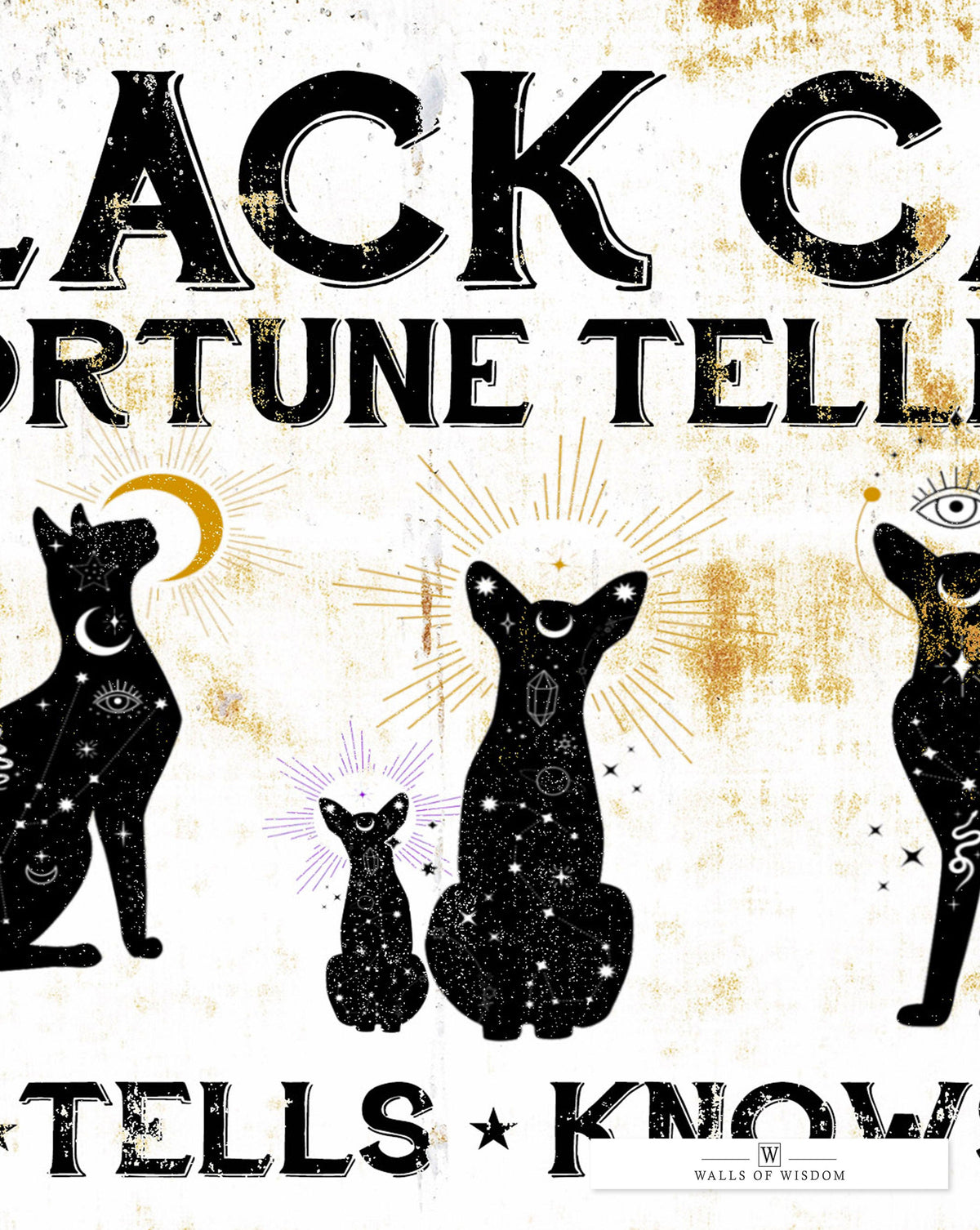 Black Cat Fortune Vintage Halloween Poster Print - Fortune Teller Car Wall Art