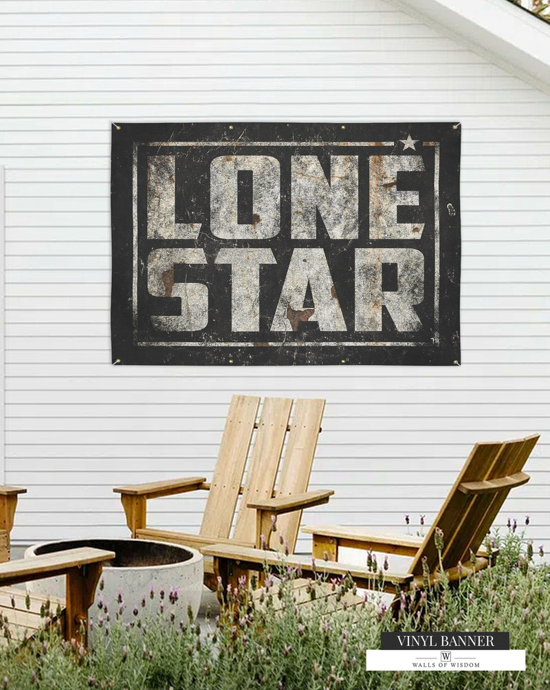 Vintage Lone Star Western Vinyl Sign: Ideal for Texas Style Decor