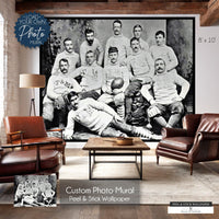 Custom wall mural wallpaper with family photo or sports theme room decor