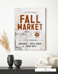 Rustic Fall Market Canvas Sign: Vintage-Inspired Autumn Decor for Cozy Homes