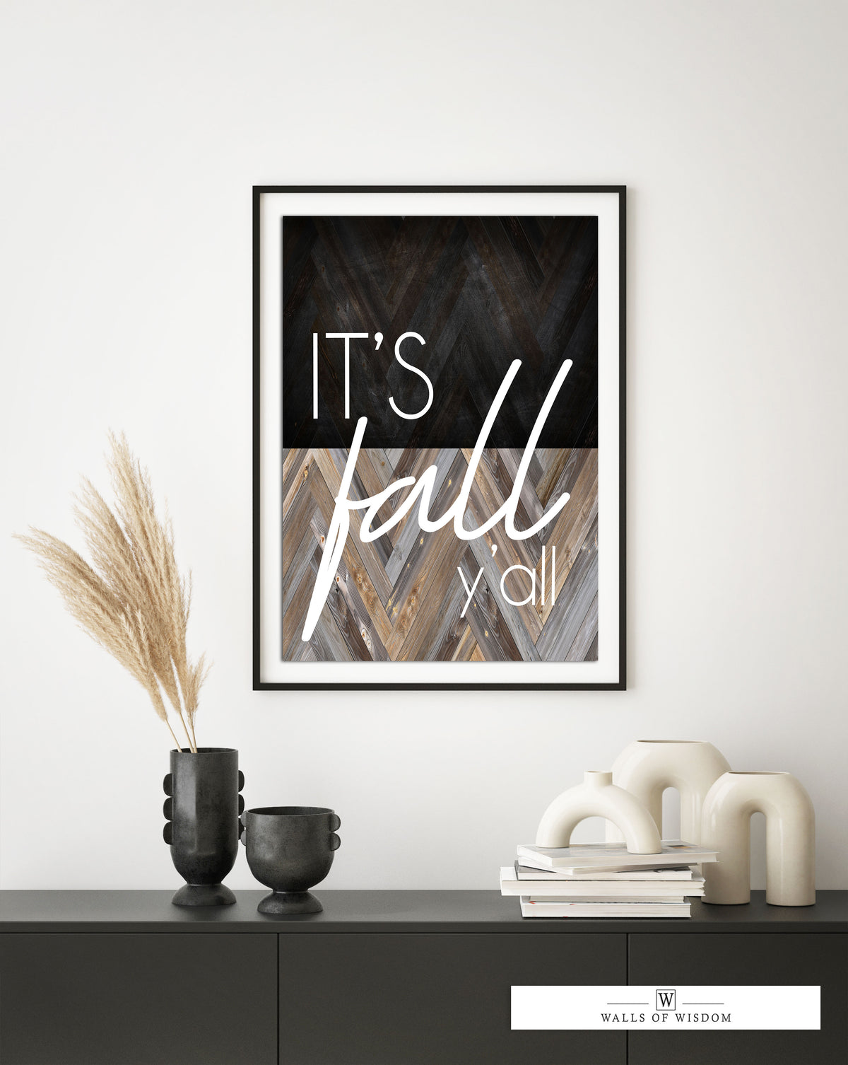 It's Fall Y'all Farmhouse Wall Decor - Vintage Fall Sign Poster Print