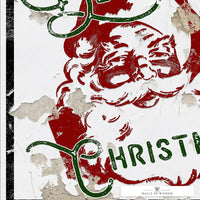 Western Christmas Santa Decor Canvas Wall Art