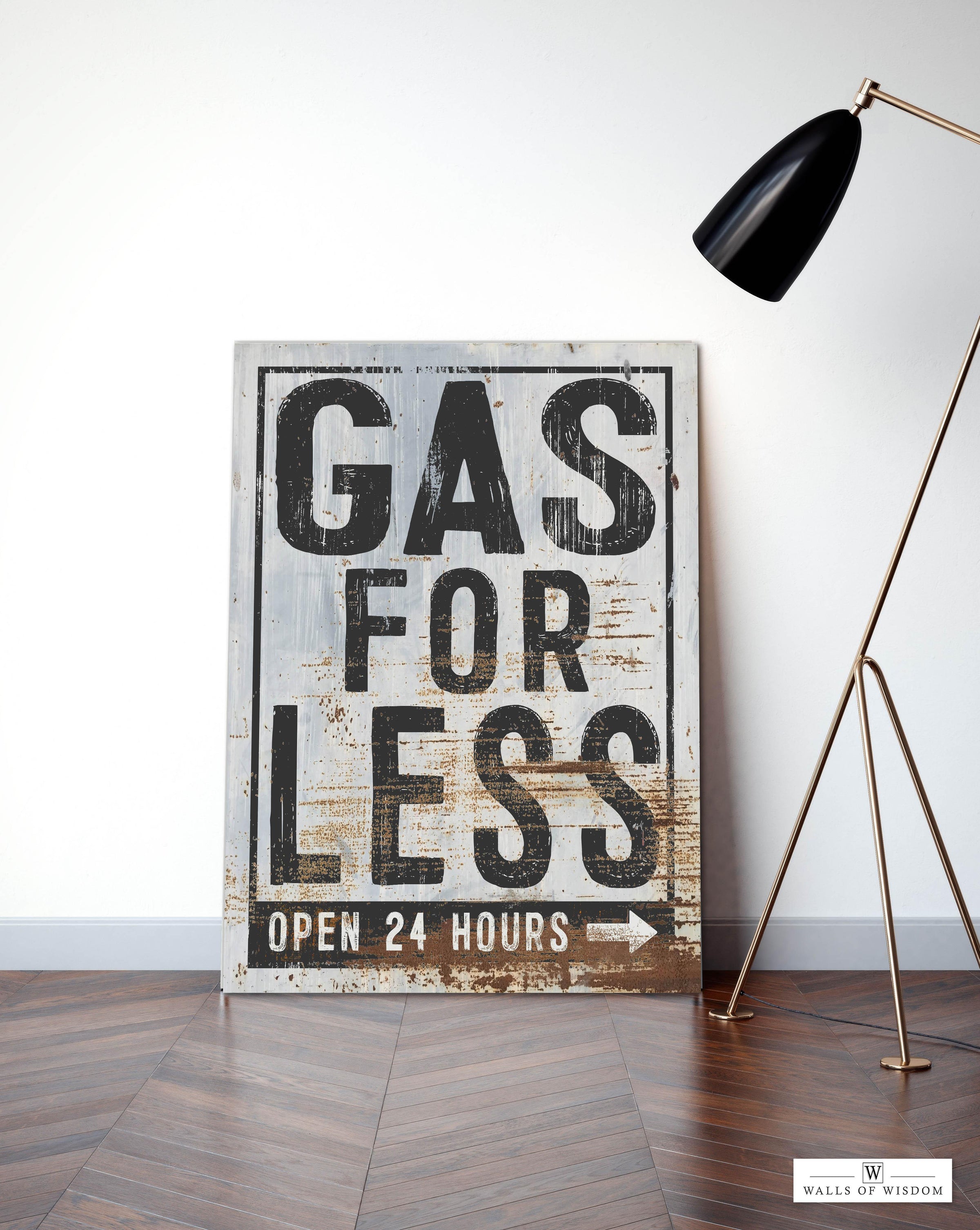 Alexander Graham Bell F.Kr. Økonomisk Gas For Less Vintage Gas Station Sign Canvas Wall Art - Old Signs for –  Walls of Wisdom