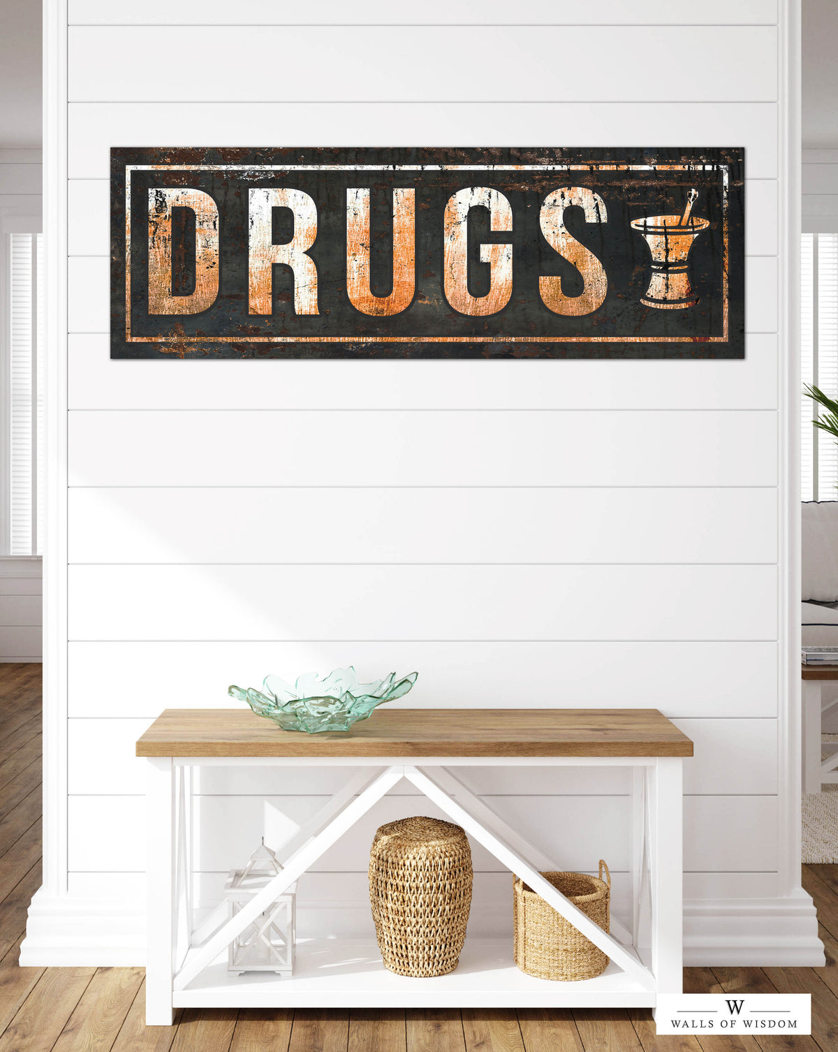 Apothecary Vintage Drugs Sign for Home Bar - Antique Style Drug Store Wall Decor