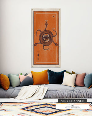 Medusa's Gaze Backyard Vinyl Sign: Moody Boho Outdoor Patio Art for Witchy Halloween & Beyond