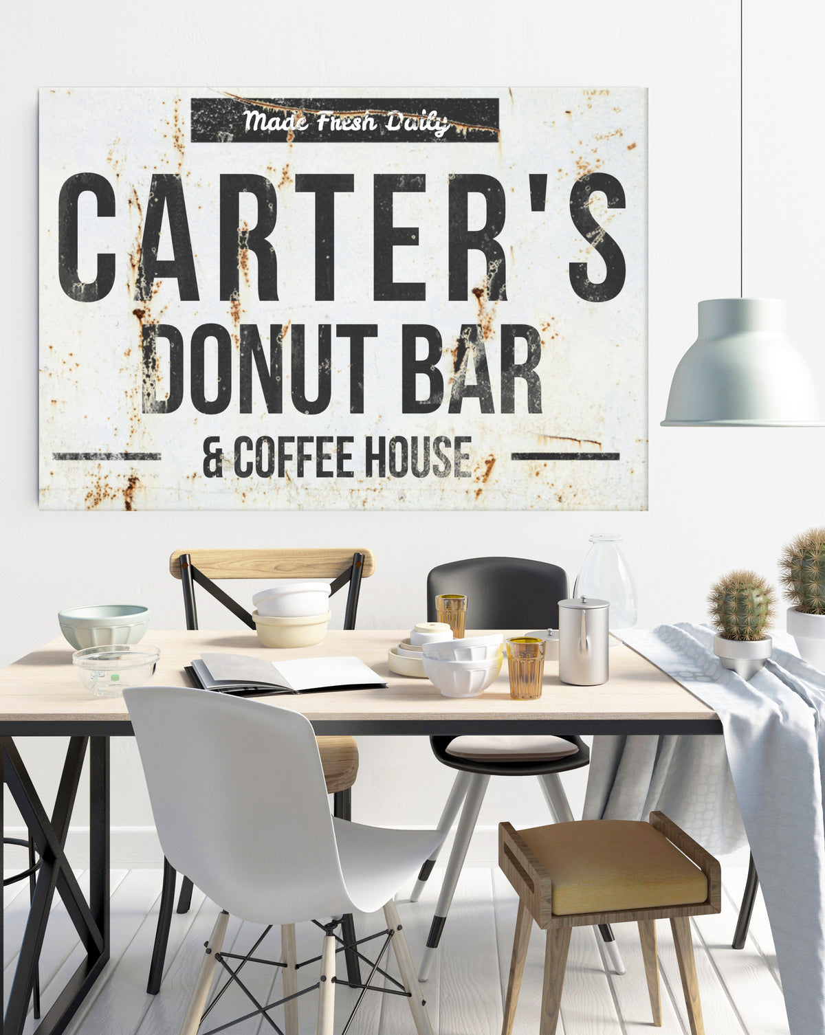 Personalized Name Sign Kitchen Wall Art - Farmhouse Decor Canvas Wall Art