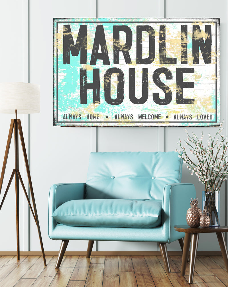Turquoise Personalized Name Sign Canvas Art