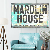 Turquoise Personalized Name Sign Canvas Art